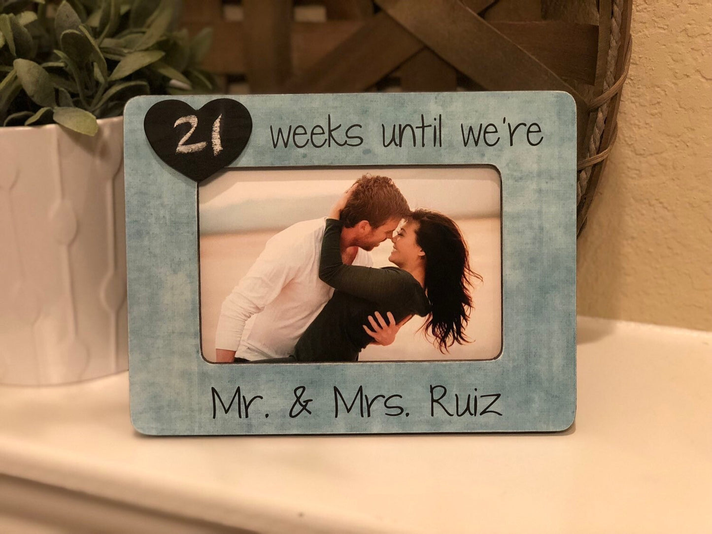 Engagement Countdown Chalkboard Frame Countdown To Wedding Day Picture Frame Gift For Bride To Be