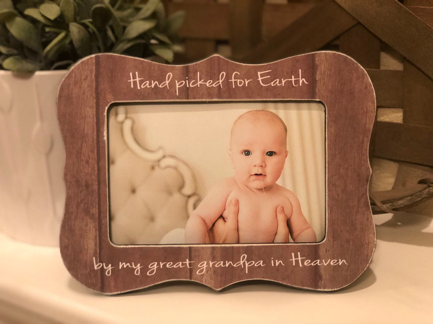 Handpicked for Earth by My Grandma in Heaven β New Baby Picture Frame, First Grandchild Gift, Custom Baby Keepsake, Nursery Decor