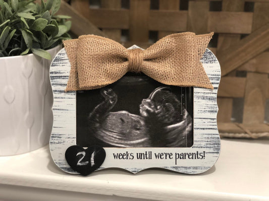 New Parents To Be Gift Pregnancy Countdown To Baby Chalkboard Frame Weeks Until We're Parents Ultrasound Frame