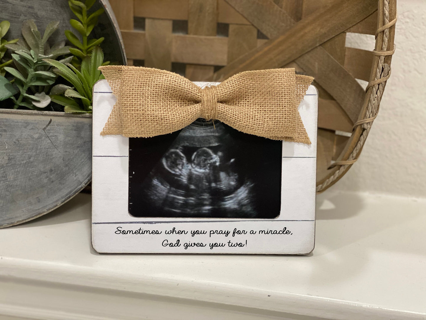 Twin Baby Gift Frame, Sometimes When You Pray for a Miracle God Gives You Two, Twin Pregnancy Announcement, Baby Shower Gift for Twins