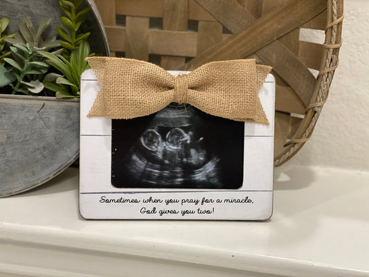 Twin Baby Gift Frame, Sometimes When You Pray for a Miracle God Gives You Two, Twin Pregnancy Announcement, Baby Shower Gift for Twins