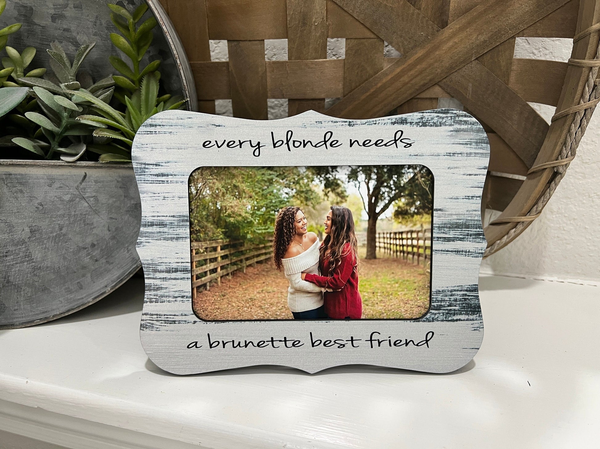 Friends Frame Best Friend Gift Blonde Brunette Ginger Unbreakable Bond Picture Frame Every Blonde Needs A Brunette Best Friend Frame