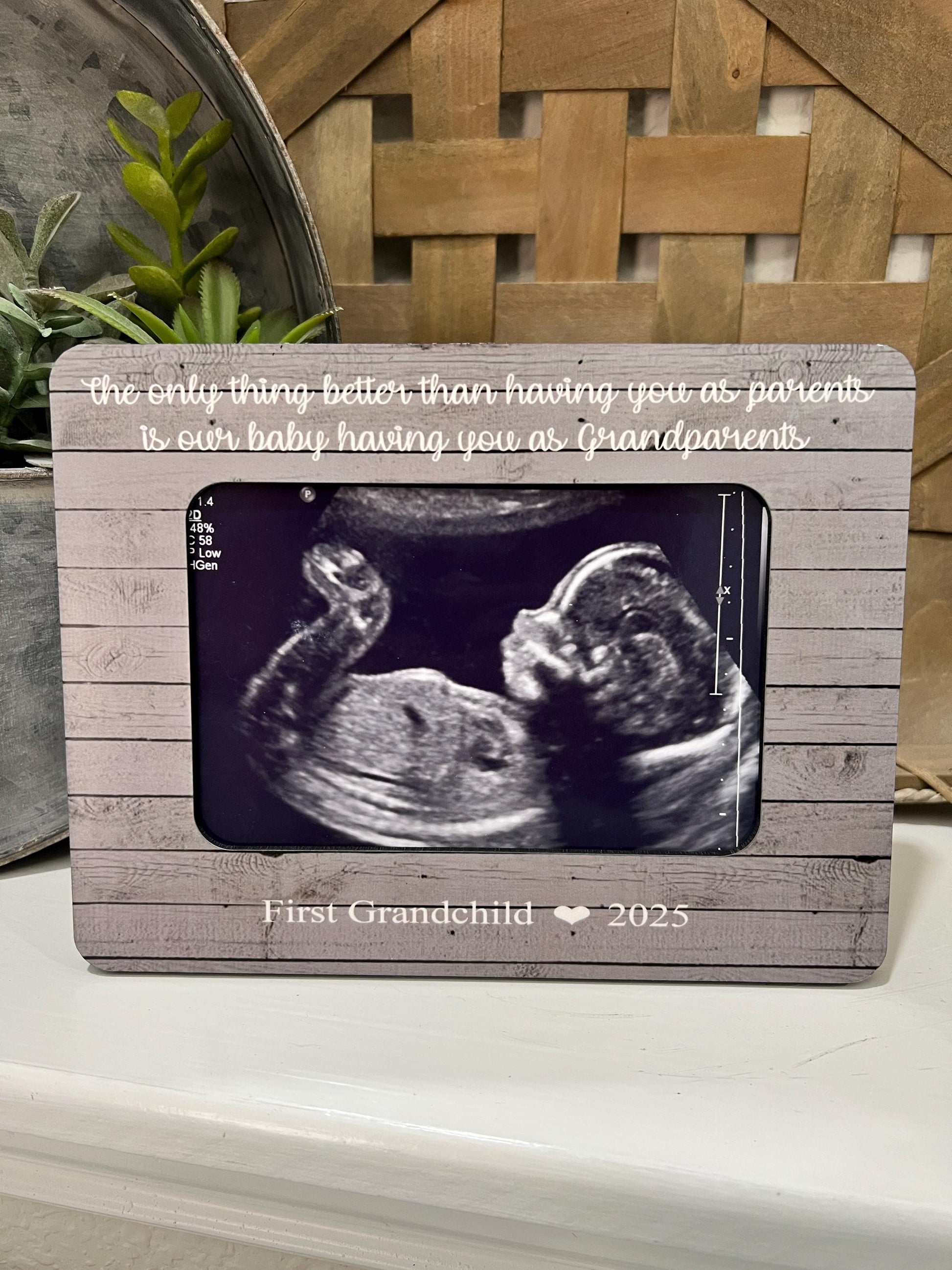 First Grandchild Ultrasound Frame β New Grandparent Announcement Gift, Pregnancy Reveal for Parents, Personalized Baby Announcement Keepsake