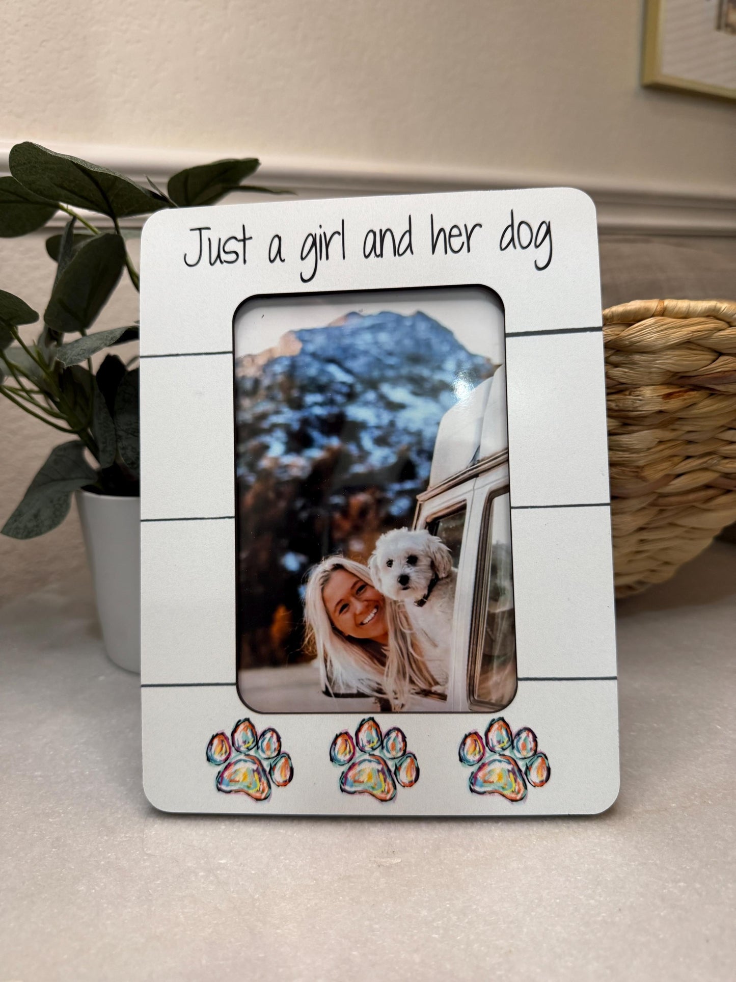 Mother’s Day Dog Mom Gift – Just a Girl and Her Dog Picture Frame, Personalized Dog Lover Gift, Custom Pet Photo Keepsake Frame