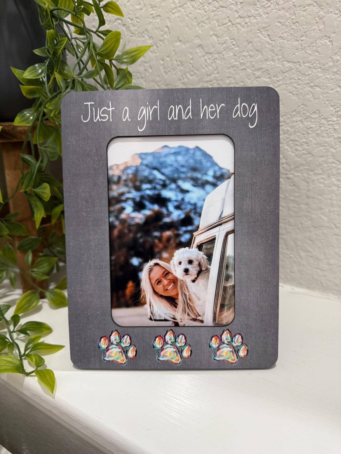 Mother’s Day Dog Mom Gift – Just a Girl and Her Dog Picture Frame, Personalized Dog Lover Gift, Custom Pet Photo Keepsake Frame