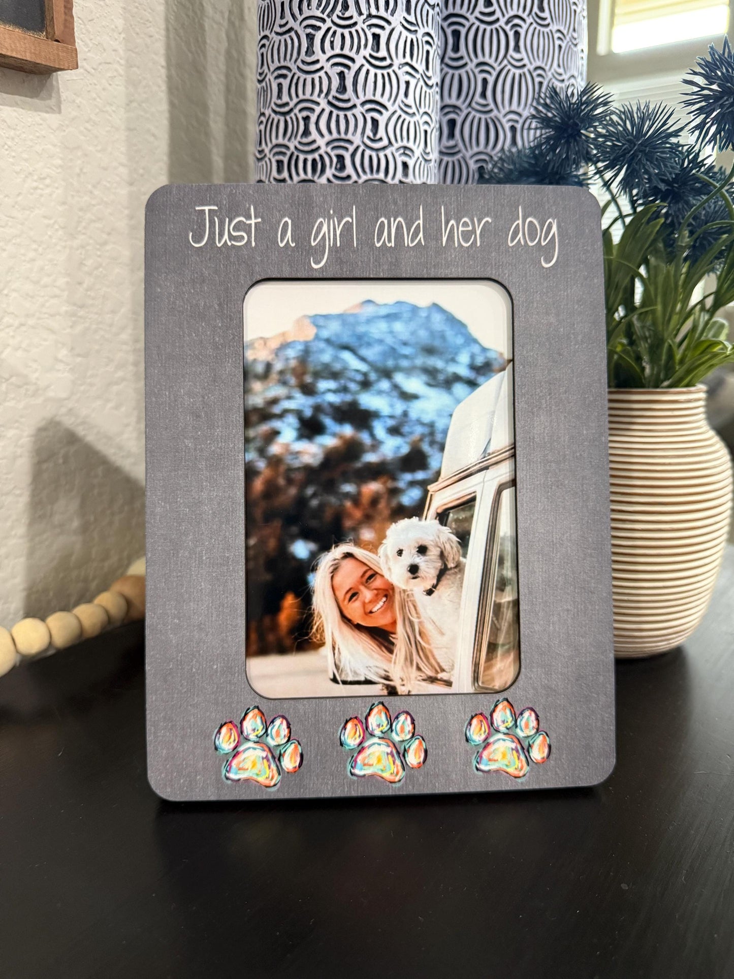 Mother’s Day Dog Mom Gift – Just a Girl and Her Dog Picture Frame, Personalized Dog Lover Gift, Custom Pet Photo Keepsake Frame