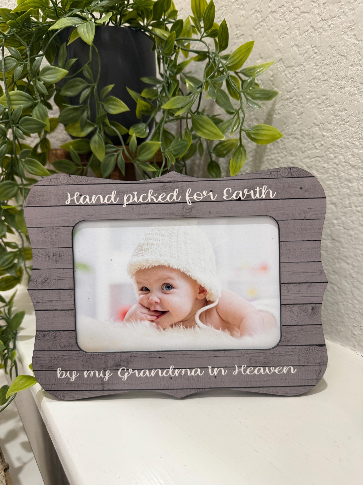 Handpicked for Earth by My Grandma in Heaven β New Baby Picture Frame, First Grandchild Gift, Custom Baby Keepsake, Nursery Decor