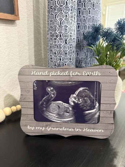 Handpicked for Earth by My Grandma in Heaven – New Baby Picture Frame, First Grandchild Gift, Custom Baby Keepsake, Nursery Decor