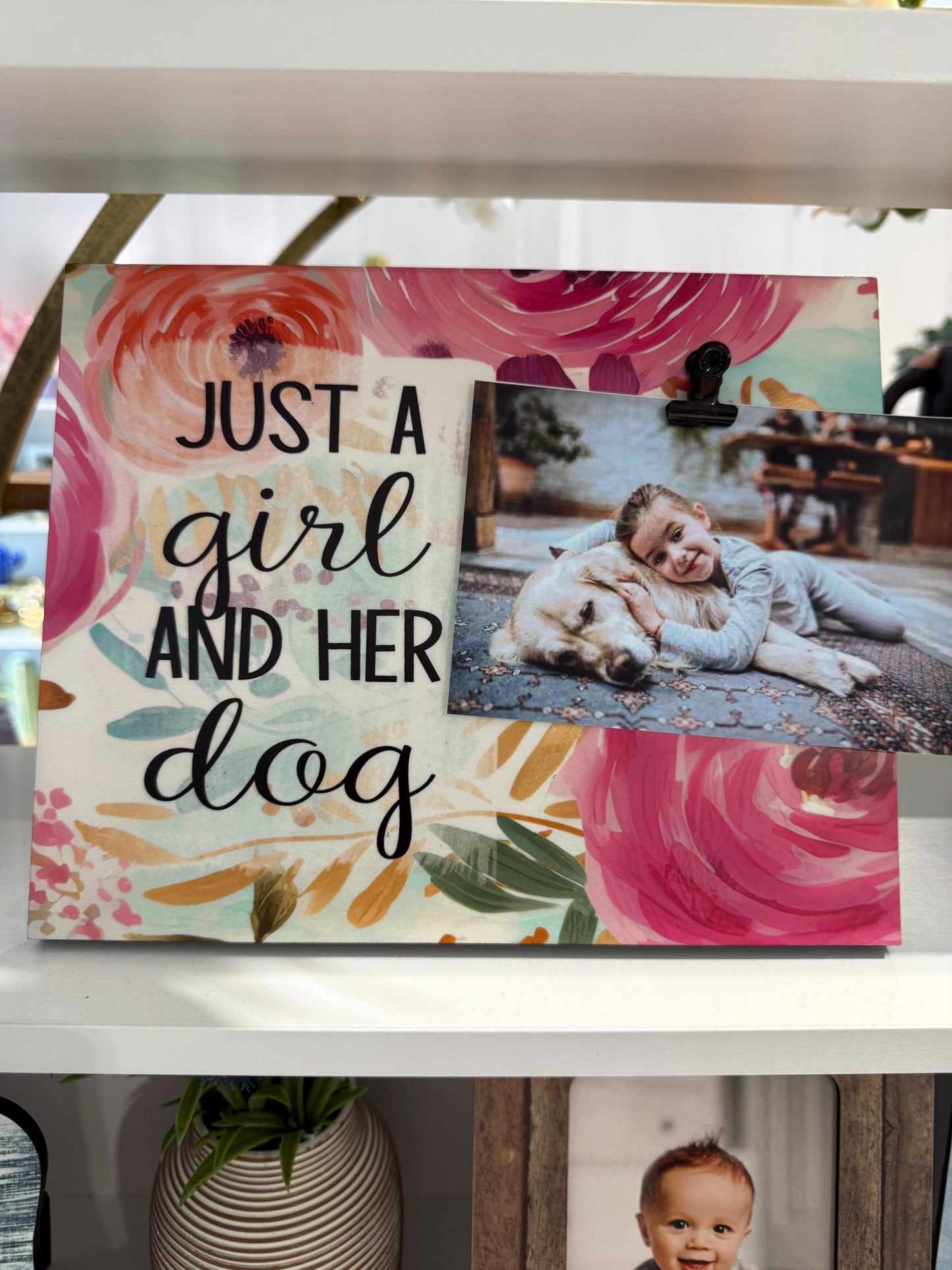 Just a Girl and Her Cat Frame - Cute Trendy Dorm Room Decor - Personalized Cat Lover Gift - Cute Cat Mom Wall Art - Custom Room Accent