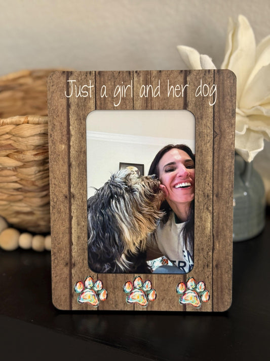 Mother’s Day Dog Mom Gift – Just a Girl and Her Dog Picture Frame, Personalized Dog Lover Gift, Custom Pet Photo Keepsake Frame