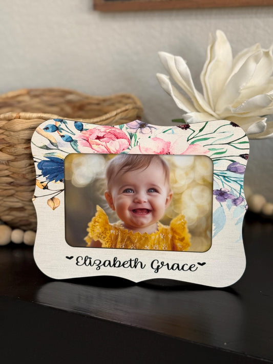 Personalized New Baby Picture Frame with Baby Name – Custom Baby Gift for New Parents, 4x6 Keepsake Frame, Nursery Shelf Decor