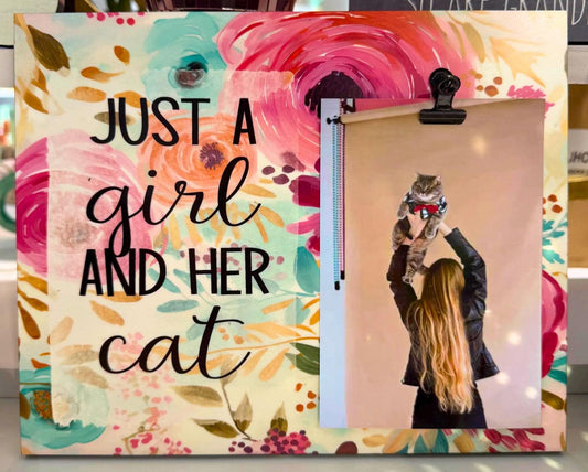 Just a Girl and Her Cat Frame - Cute Trendy Dorm Room Decor - Personalized Cat Lover Gift - Cute Cat Mom Wall Art - Custom Room Accent