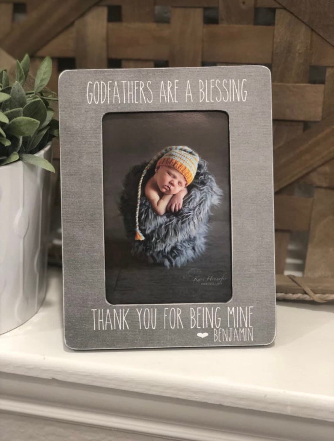 Godfathers Are A Blessing Gift For Godfather Godfather Picture Frame Personalized Frame Baptism Gift Gift Godfather