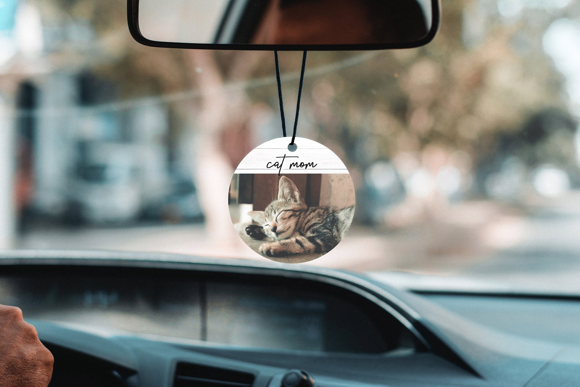 Pet Photo Car Charm Pet Loss Gift Personalized Car Rearview Mirror Accessory Pet Portrait Name Gift Rearview Mirror Ornament