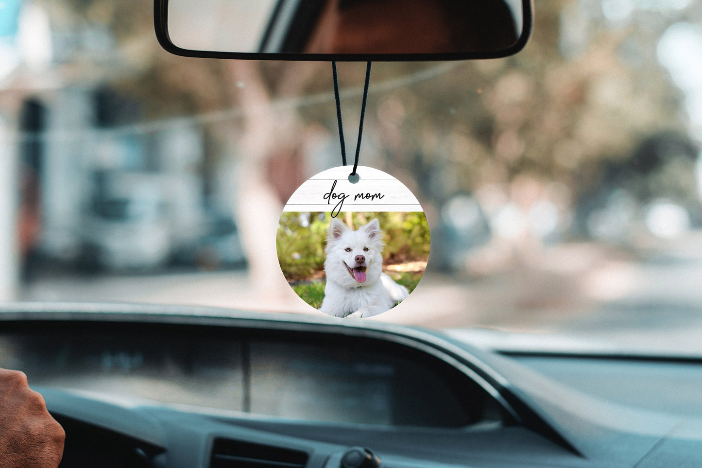 Pet Photo Car Charm Pet Loss Gift Personalized Car Rearview Mirror Accessory Pet Portrait Name Gift Rearview Mirror Ornament