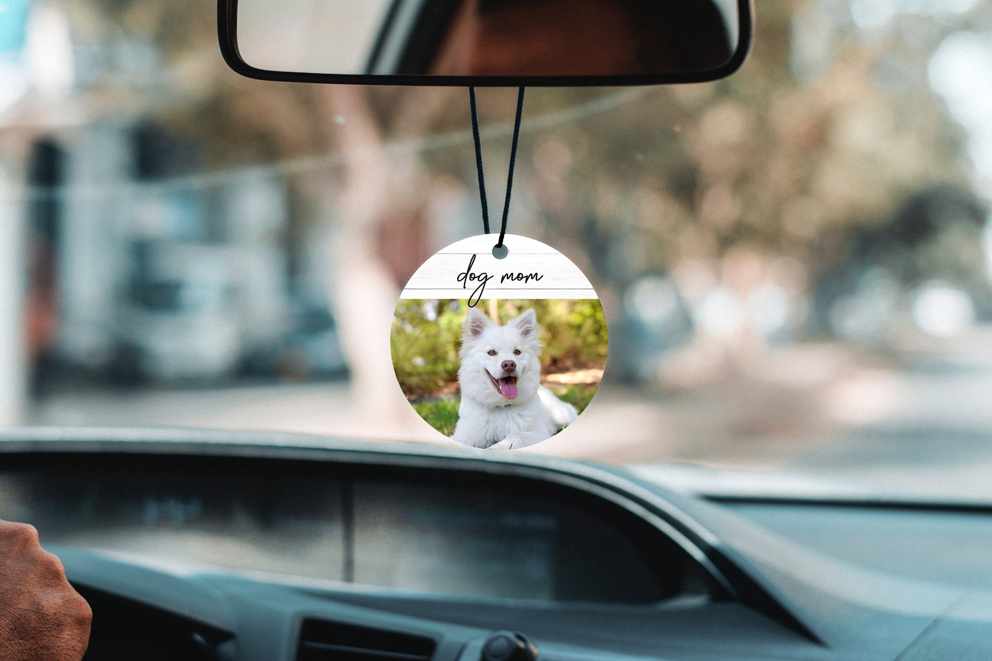 Pet Photo Car Charm Pet Loss Gift Personalized Car Rearview Mirror Accessory Pet Portrait Name Gift Rearview Mirror Ornament